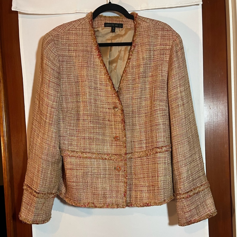 LAFAYETTE 148 Tweed Fringe Blazer